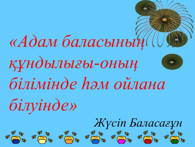 Адам баласының құндылығы-оның білімінде һәм ойлана білуінде»