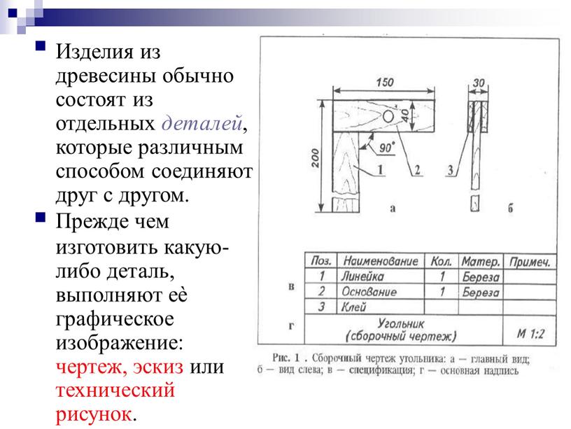 Изделия из древесины обычно состоят из отдельных деталей , которые различным способом соединяют друг с другом