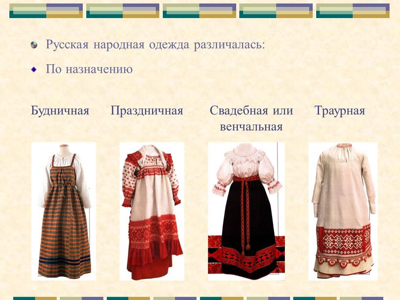 Русская народная одежда различалась: