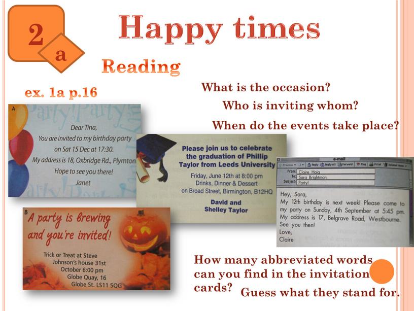 Happy times 2 a Reading ex. 1a p