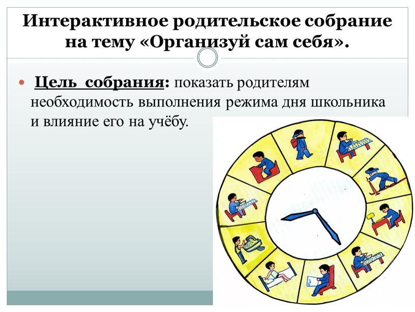 Интерактивное родительское собрание на тему «Организуй сам себя»