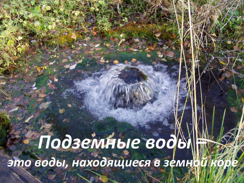 Подземные воды – это воды, находящиеся в земной коре