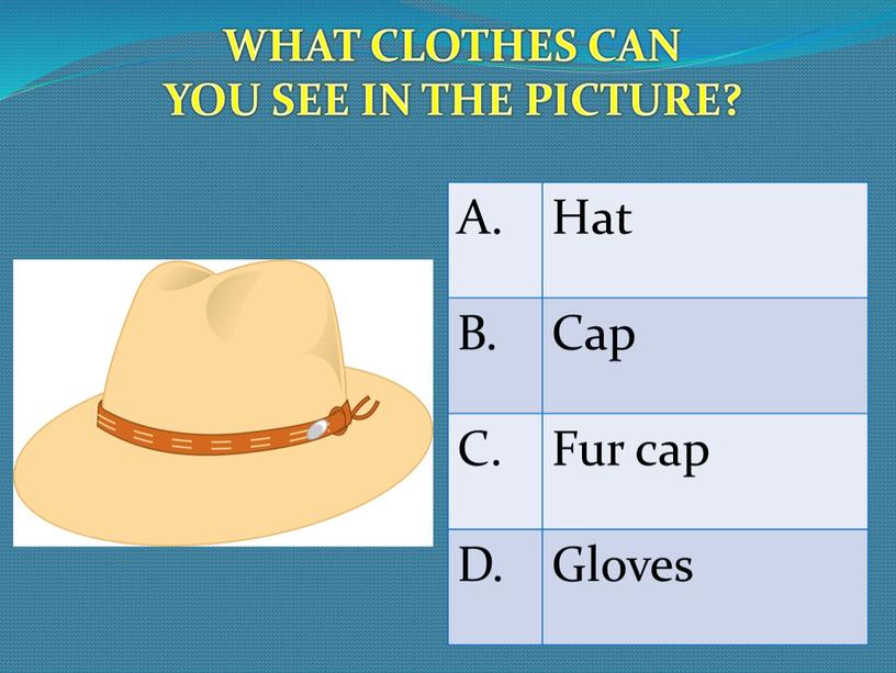 WHAT CLOTHES CAN YOU SEE IN THE