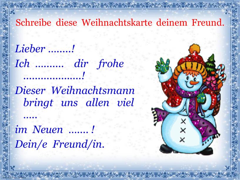 Schreibe diese Weihnachtskarte deinem