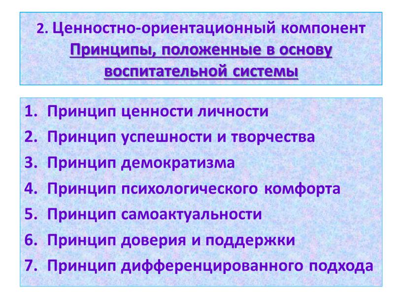 Ценностно-ориентационный компонент