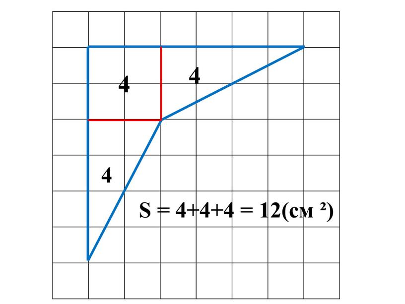 4 4 4 S = 4+4+4 = 12(см ²)