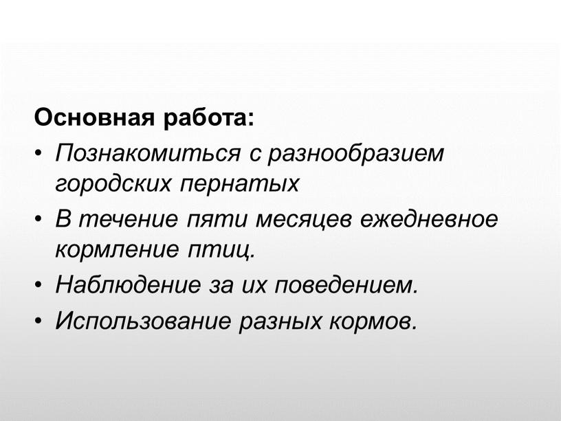 Основная работа: Познакомиться с разнообразием городских пернатых