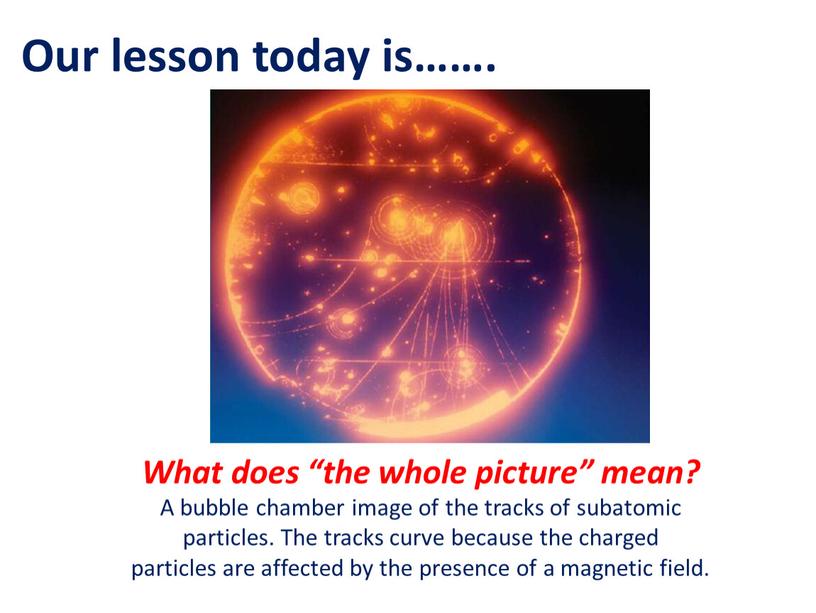 Our lesson today is……. What does “the whole picture” mean?