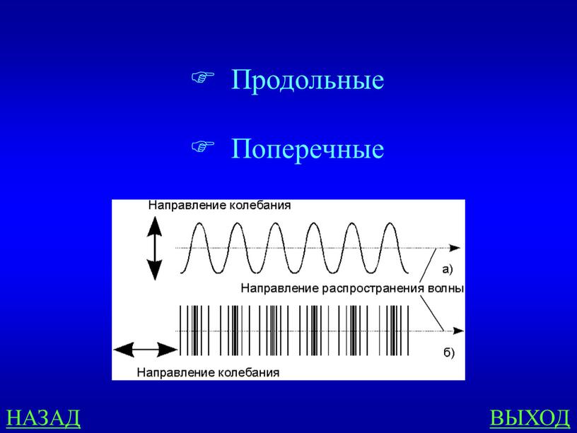 НАЗАД ВЫХОД Продольные Поперечные