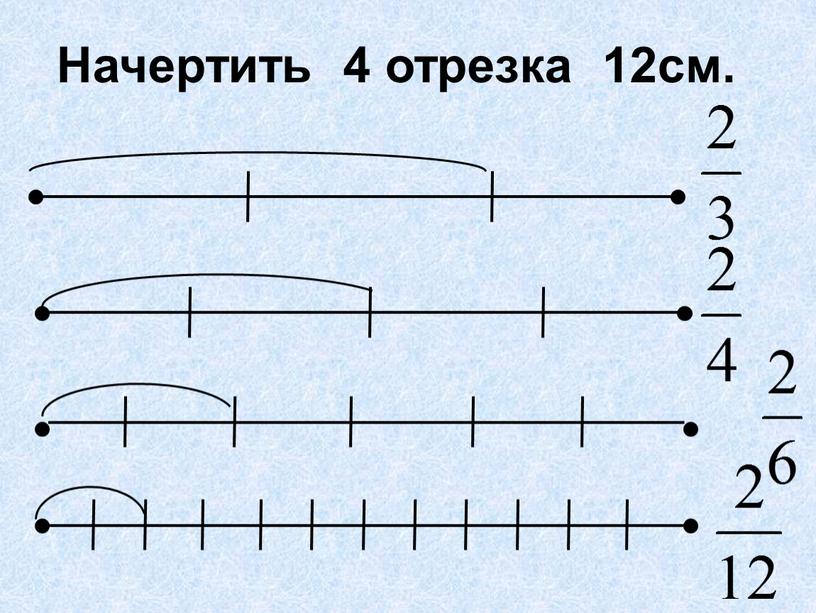 Начертить 4 отрезка 12см.