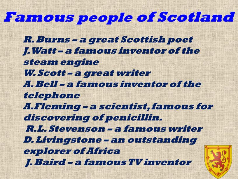 Famous people of Scotland R.