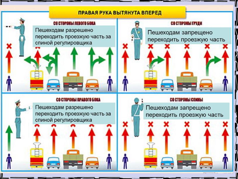 Пешеходам разрешено переходить проезжую часть за спиной регулировщика