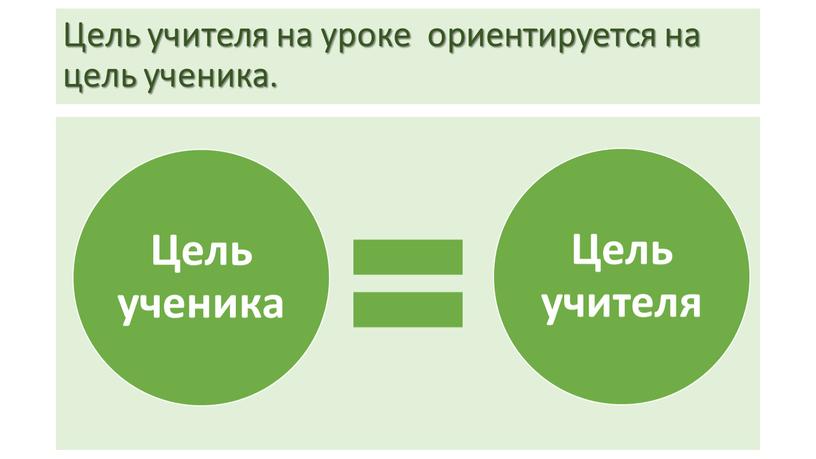 Цель учителя на уроке ориентируется на цель ученика