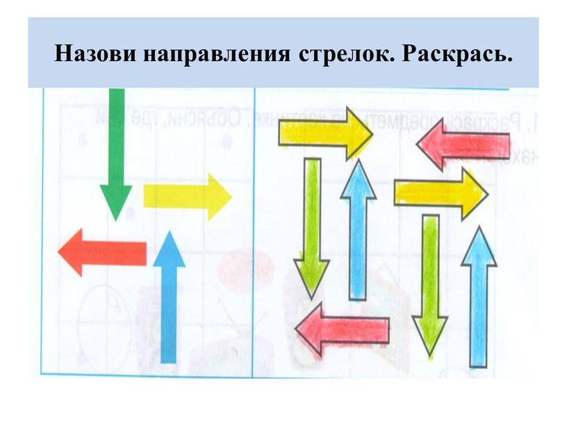 Назови направления стрелок. Раскрась