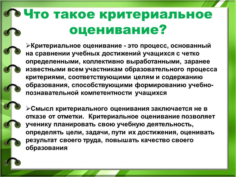 Что такое критериальное оценивание?