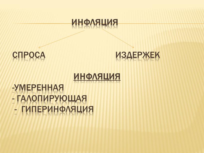 Инфляция спроса издержек инфляция -умеренная - галопирующая - гиперинфляция