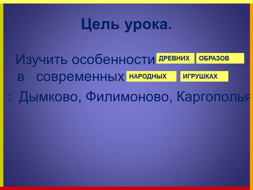 Цель урока. Изучить особенности в современных :