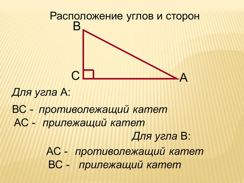 Расположение углов и сторон