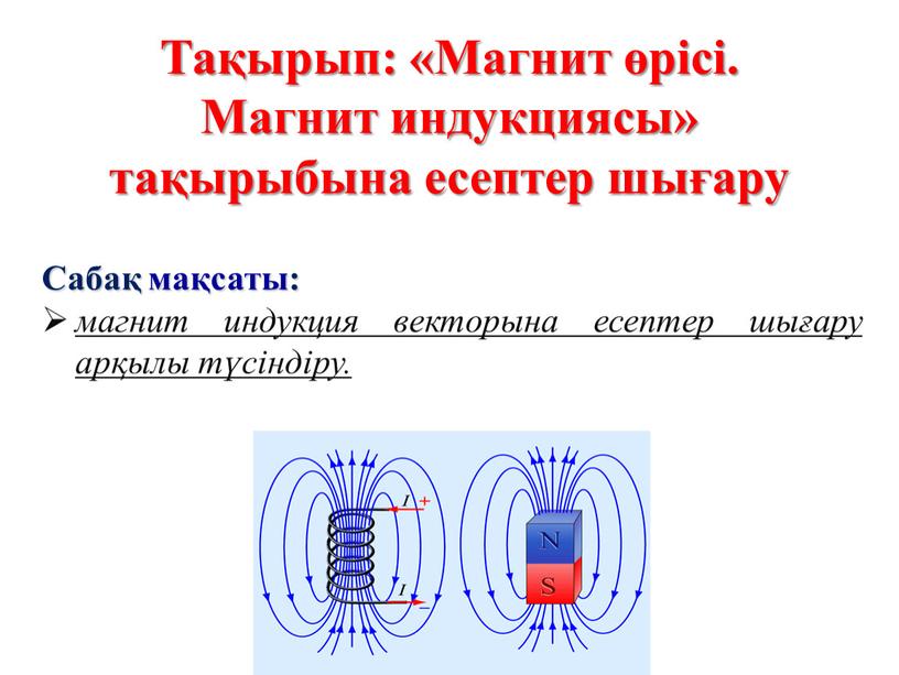 Тақырып: «Магнит өрісі. Магнит индукциясы» тақырыбына есептер шығару