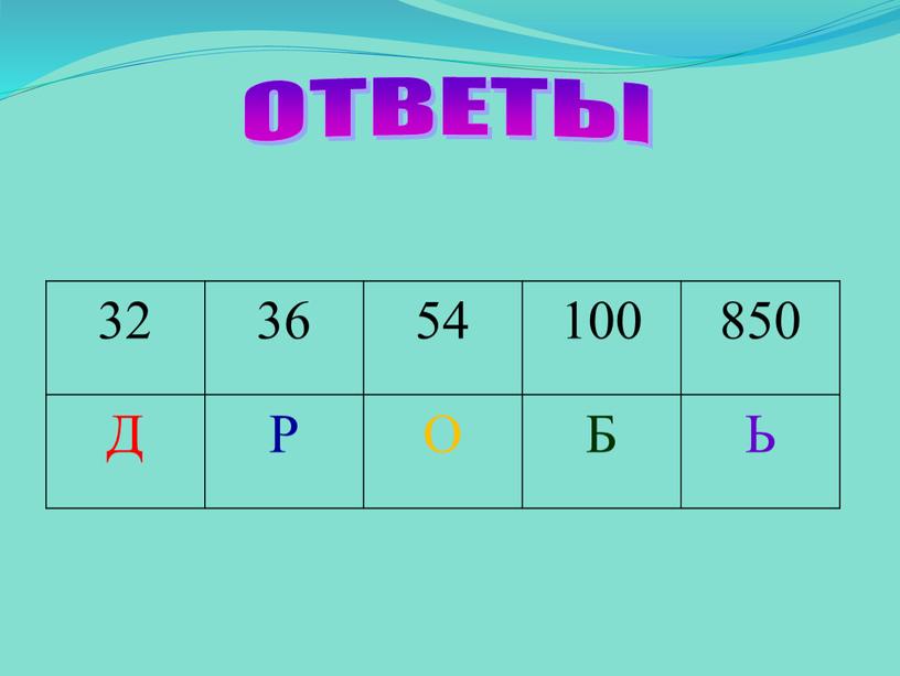 32 36 54 100 850 Д Р О Б Ь ОТВЕТЫ