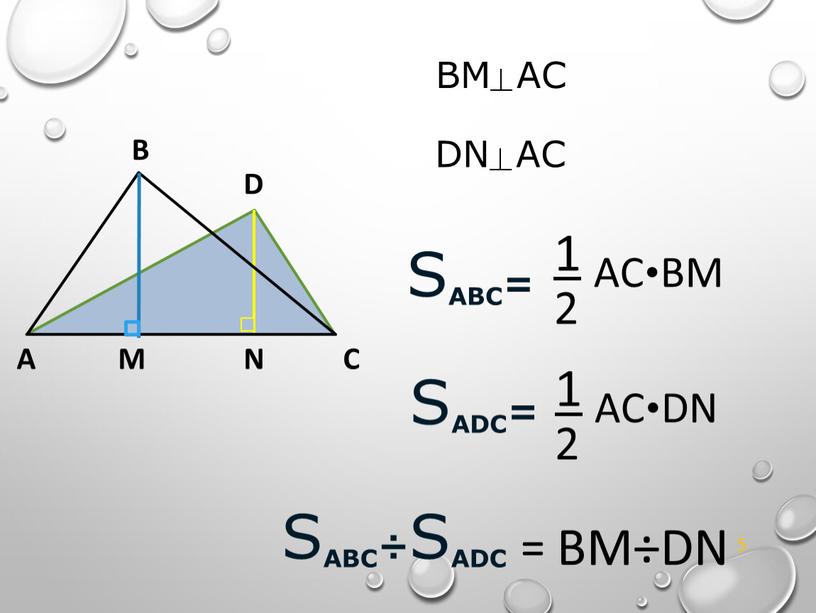 D A С М 5 S ABC= B N 1 AC•BM 2