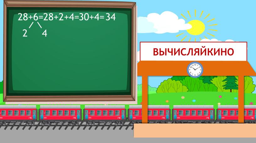 ВЫЧИСЛЯЙКИНО 28+6= 2 4 28+2+4= 30+4= 34