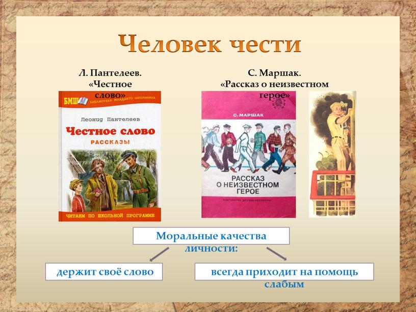 Человек чести держит своё слово всегда приходит на помощь слабым