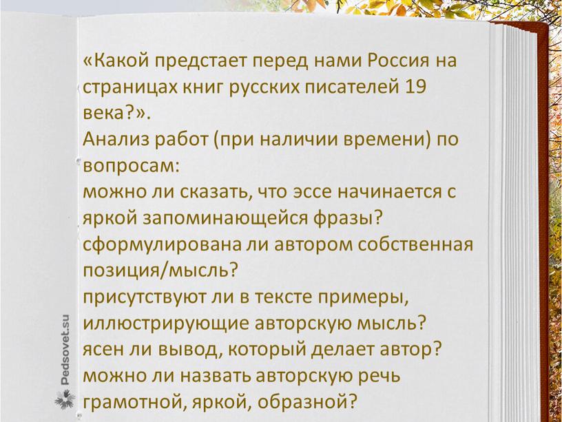 Какой предстает перед нами Россия на страницах книг русских писателей 19 века?»