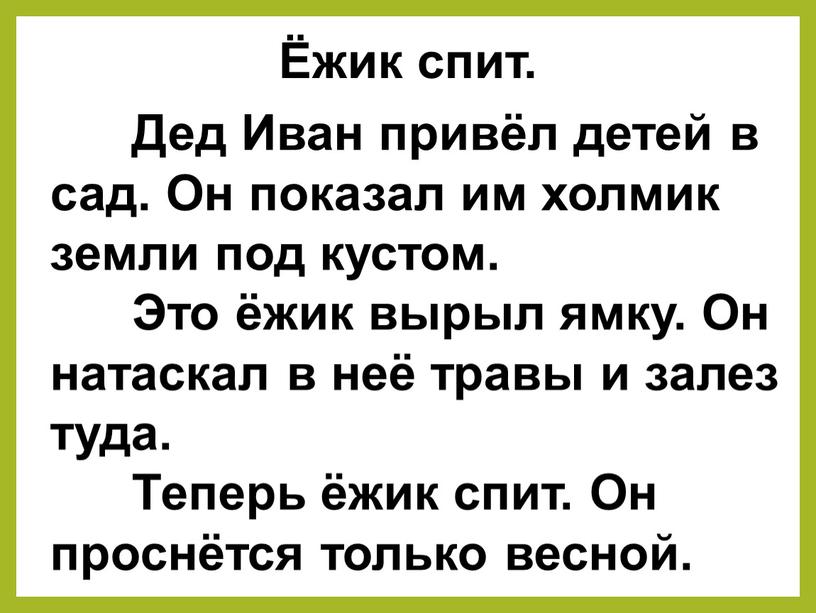 Дед Иван привёл детей в сад. Он показал им холмик земли под кустом