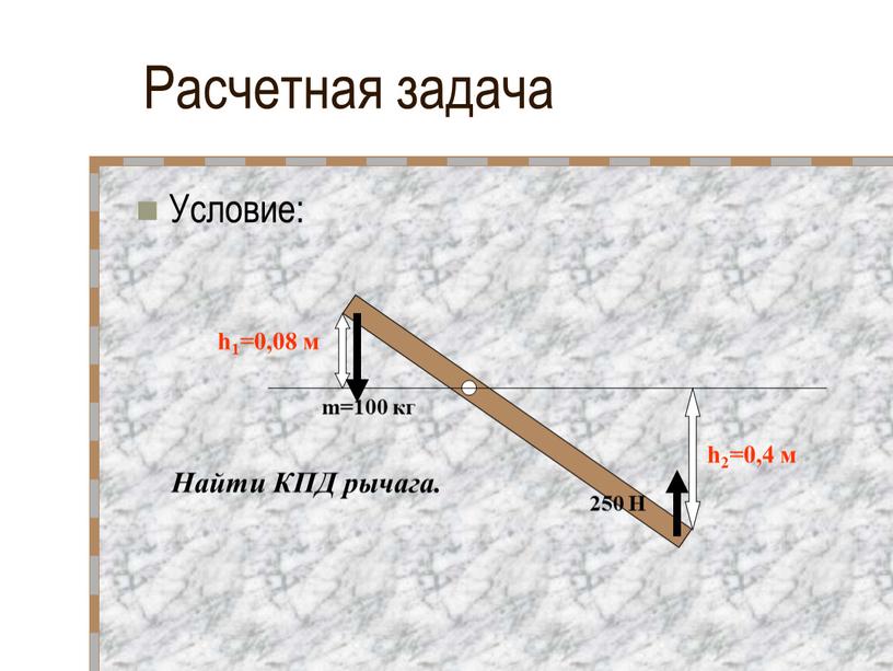 Расчетная задача Условие: m=100 кг 250