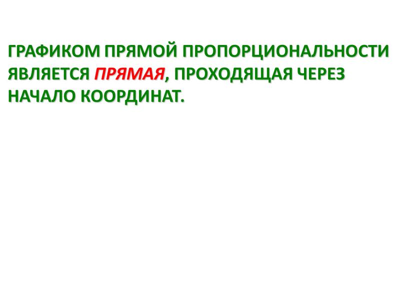 ГРАФИКОМ ПРЯМОЙ ПРОПОРЦИОНАЛЬНОСТИ