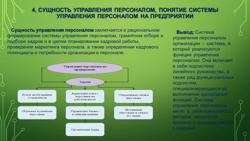 Сущность управления персоналом, понятие системы управления персоналом на предприятии