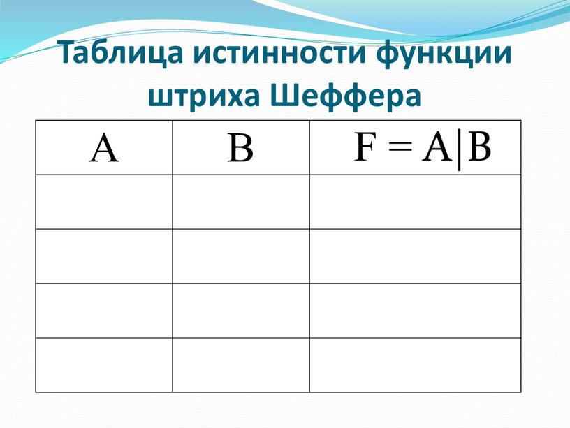 Таблица истинности функции штриха