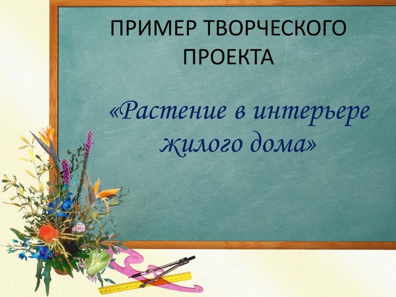 ПРИМЕР ТВОРЧЕСКОГО ПРОЕКТА «Растение в интерьере жилого дома»