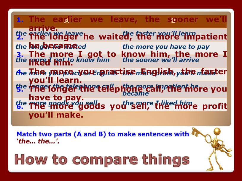 How to compare things Match two parts (A and