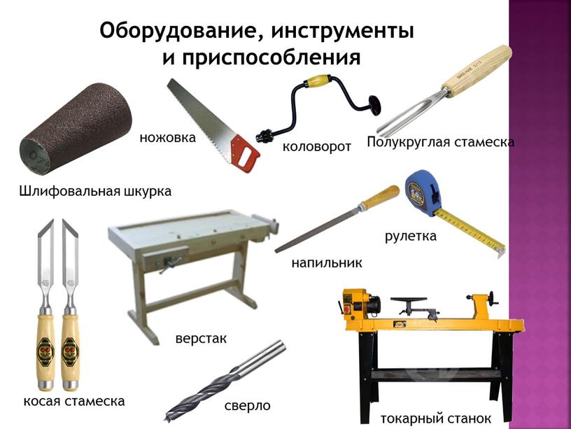 Оборудование, инструменты и приспособления