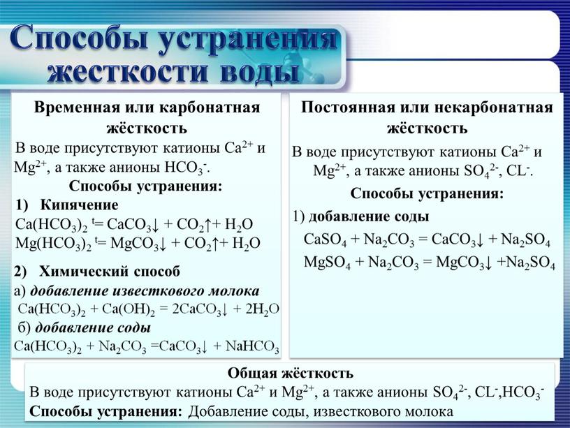 Способы устранения жесткости воды