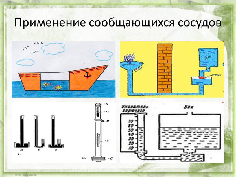 Применение сообщающихся сосудов