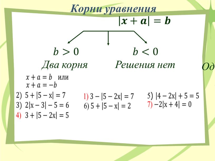 Корень b 1