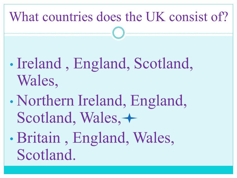 What countries does the UK consist of?