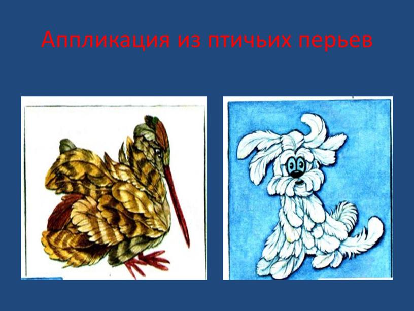 Аппликация из птичьих перьев