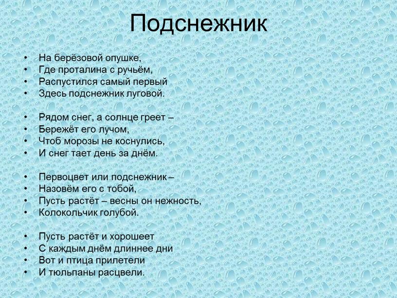 Подснежник На берёзовой опушке,