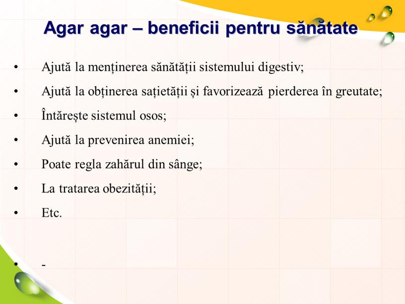 Agar agar – beneficii pentru sănătate