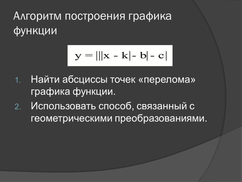 Алгоритм построения графика функции