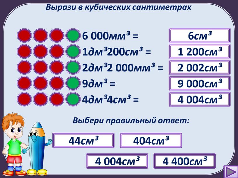 Вырази в кубических сантиметрах 6 000 мм³ = ?