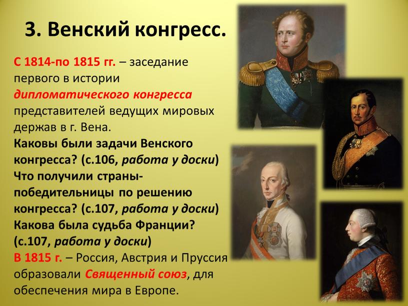 Венский конгресс. С 1814-по 1815 гг