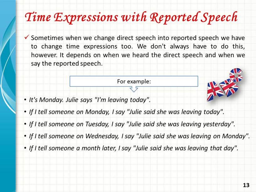 Time Expressions with Reported
