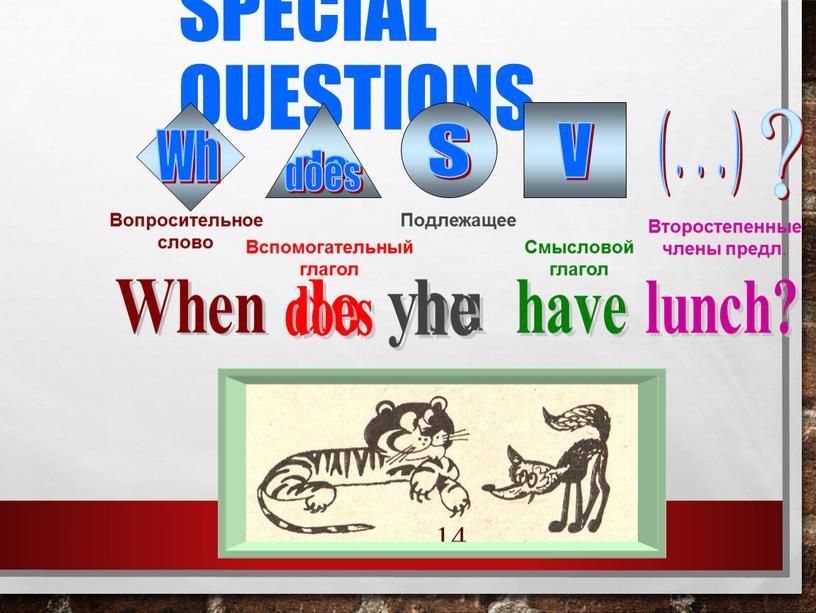 Special Questions 14 When S do