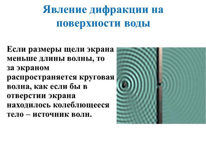 Явление дифракции на поверхности воды