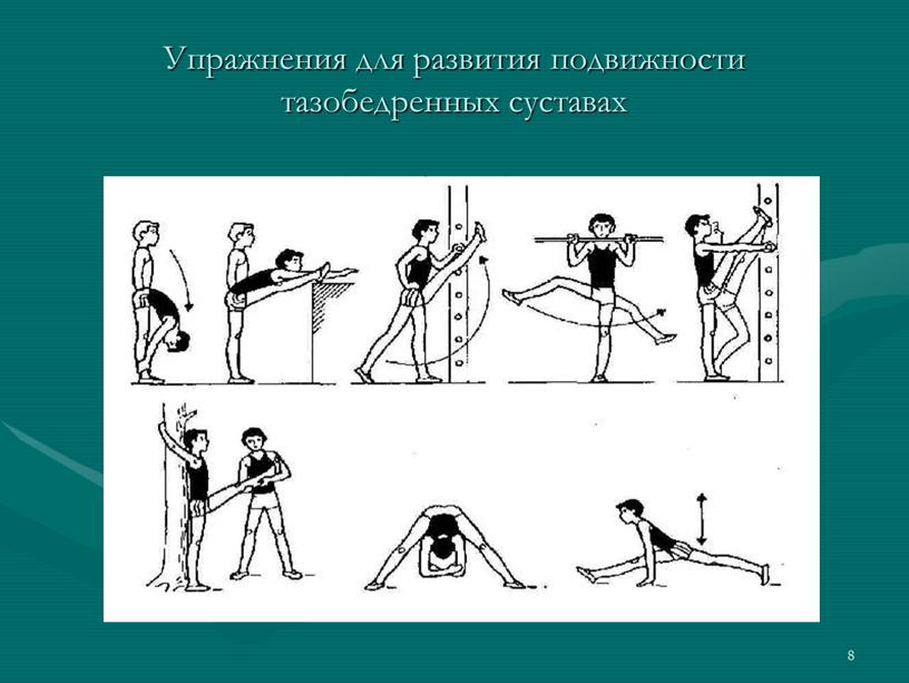 Упражнения для развития подвижности тазобедренных суставах